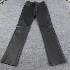 Jitrois Pants Womens 28 Leather Straight Leg Skin Jeans Black Bike Quiet Luxury